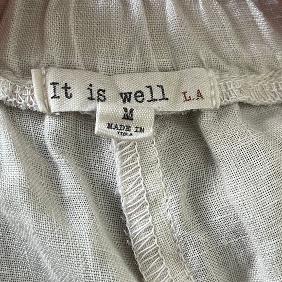 IT IS WELL WIDE LEG‎ CROP WOMEN'S LINEN PANT SIZE M - Picture 6 of 7